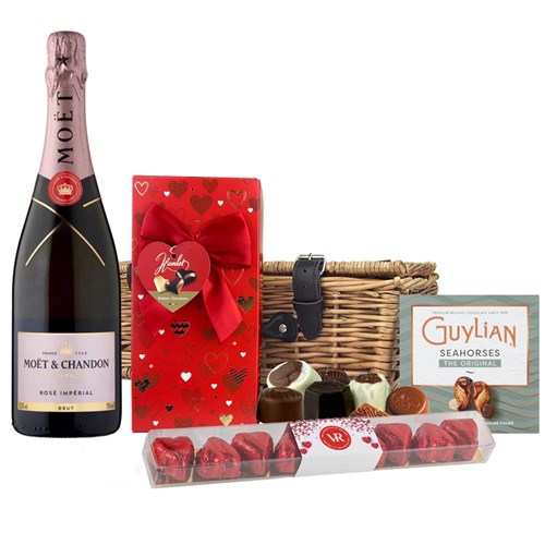 Moet & Chandon Rose Champagne 75cl And Chocolate Love You Hamper